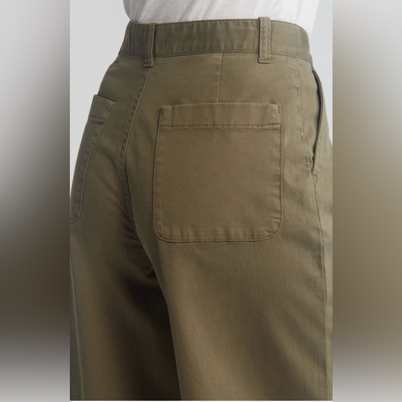 Caslon Nordstrom Women’s Olive Burnt Wide Leg Twill Pants Sz 4 High Rise BNWT - Picture 3 of 12
